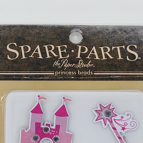 The Paper Studio Spare Parts Princess Brads 6 pcs Princess Icon w/Gems Brads - Picture 7 of 8